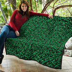 Green Leopard Print Quilt