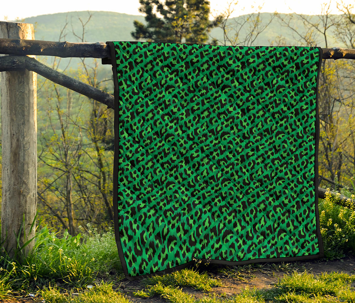 Green Leopard Print Quilt