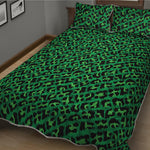 Green Leopard Print Quilt Bed Set