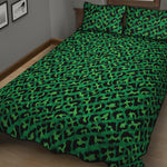 Green Leopard Print Quilt Bed Set