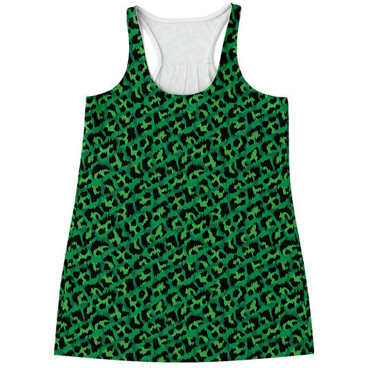 Green Leopard Print Women's Racerback Tank Top