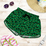 Green Leopard Print Women's Shorts