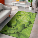 Green Lettuce Leaves Print Area Rug