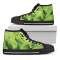 Green Lettuce Leaves Print Black High Top Sneakers