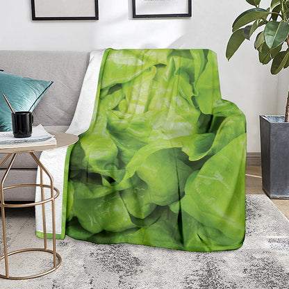 Green Lettuce Leaves Print Blanket