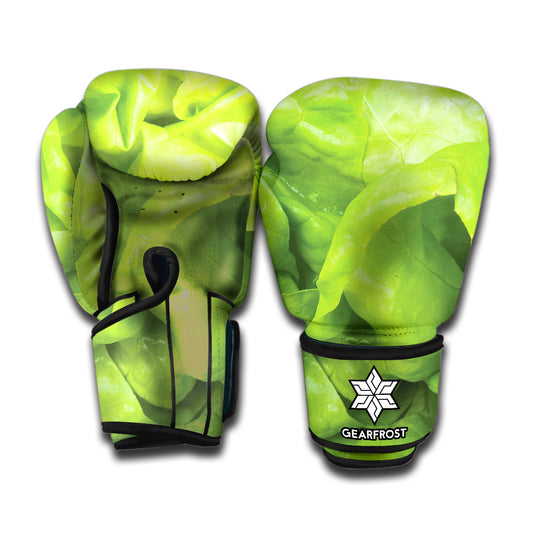 Green Lettuce Leaves Print Boxing Gloves