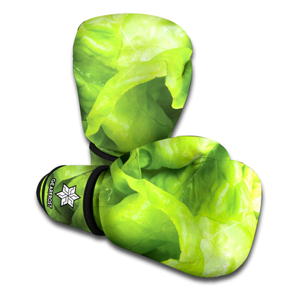 Green Lettuce Leaves Print Boxing Gloves