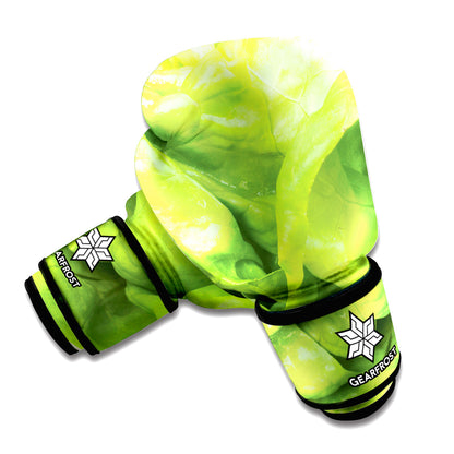 Green Lettuce Leaves Print Boxing Gloves