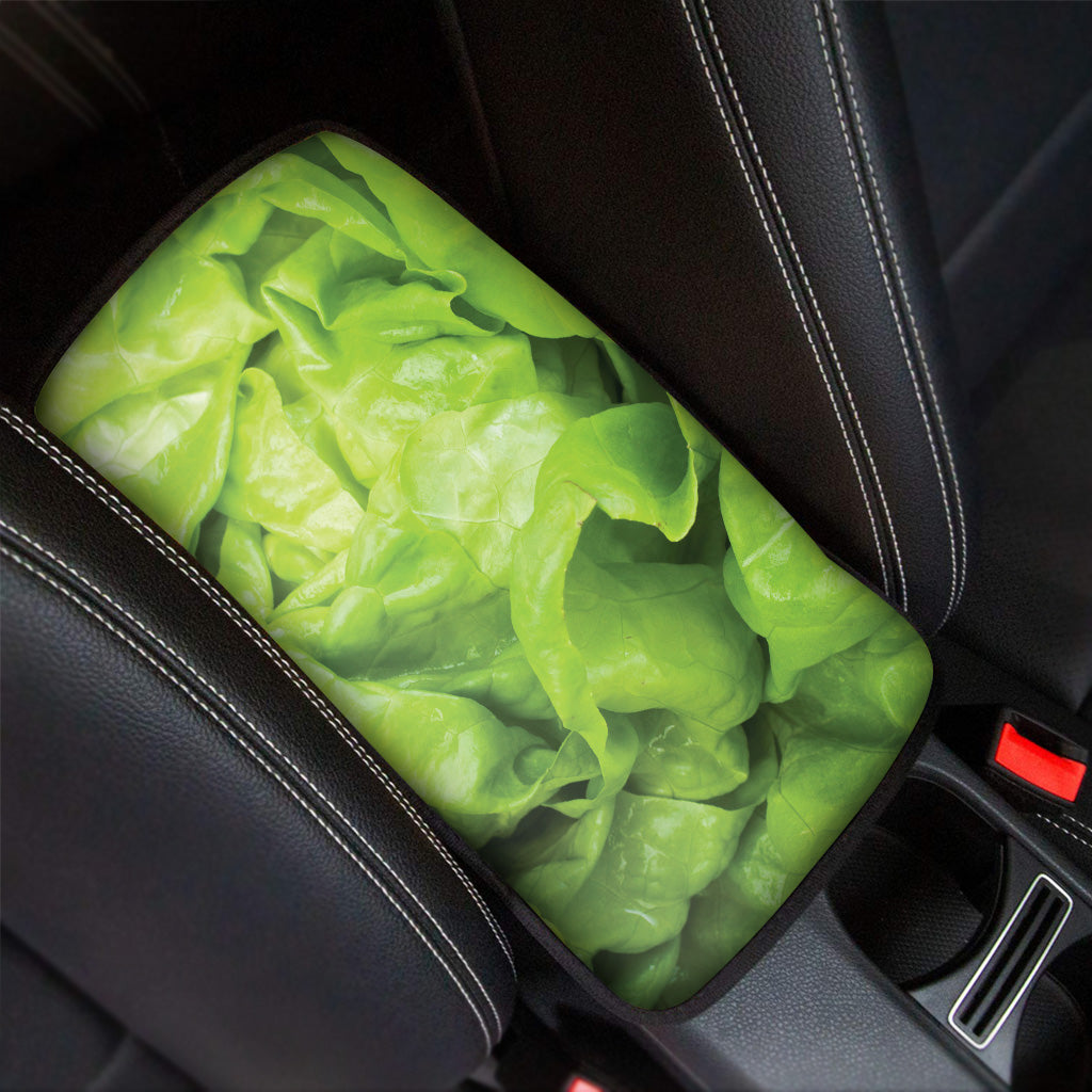 Green Lettuce Leaves Print Car Center Console Cover