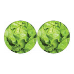 Green Lettuce Leaves Print Car Coasters