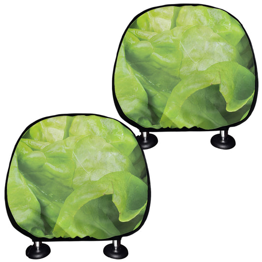 Green Lettuce Leaves Print Car Headrest Covers