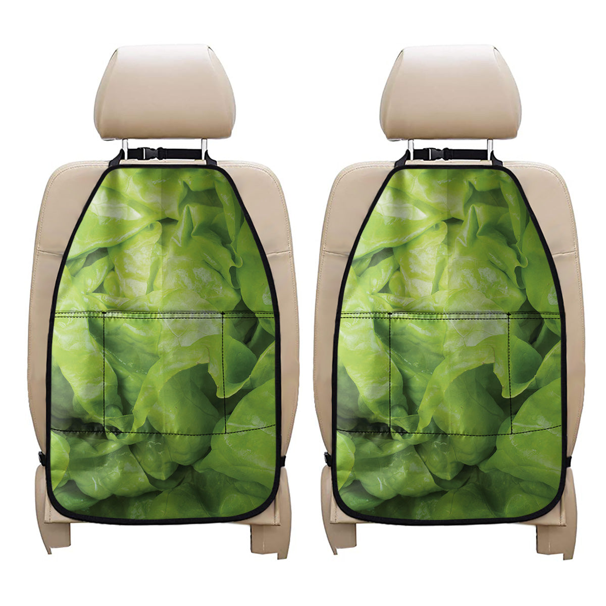 Green Lettuce Leaves Print Car Seat Organizers