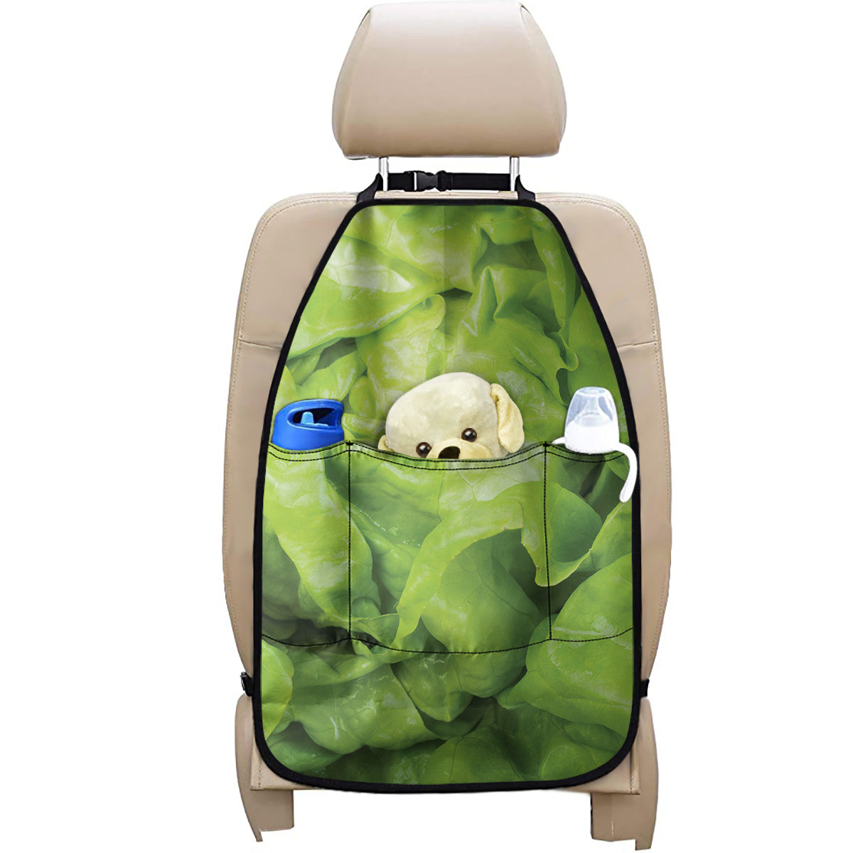 Green Lettuce Leaves Print Car Seat Organizers