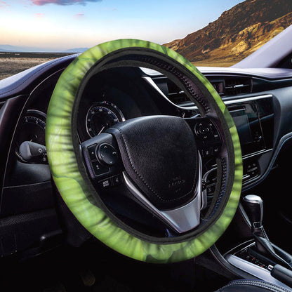 Green Lettuce Leaves Print Car Steering Wheel Cover