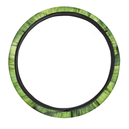 Green Lettuce Leaves Print Car Steering Wheel Cover