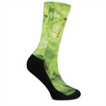 Green Lettuce Leaves Print Crew Socks