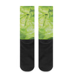 Green Lettuce Leaves Print Crew Socks
