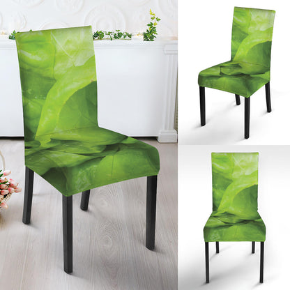 Green Lettuce Leaves Print Dining Chair Slipcover