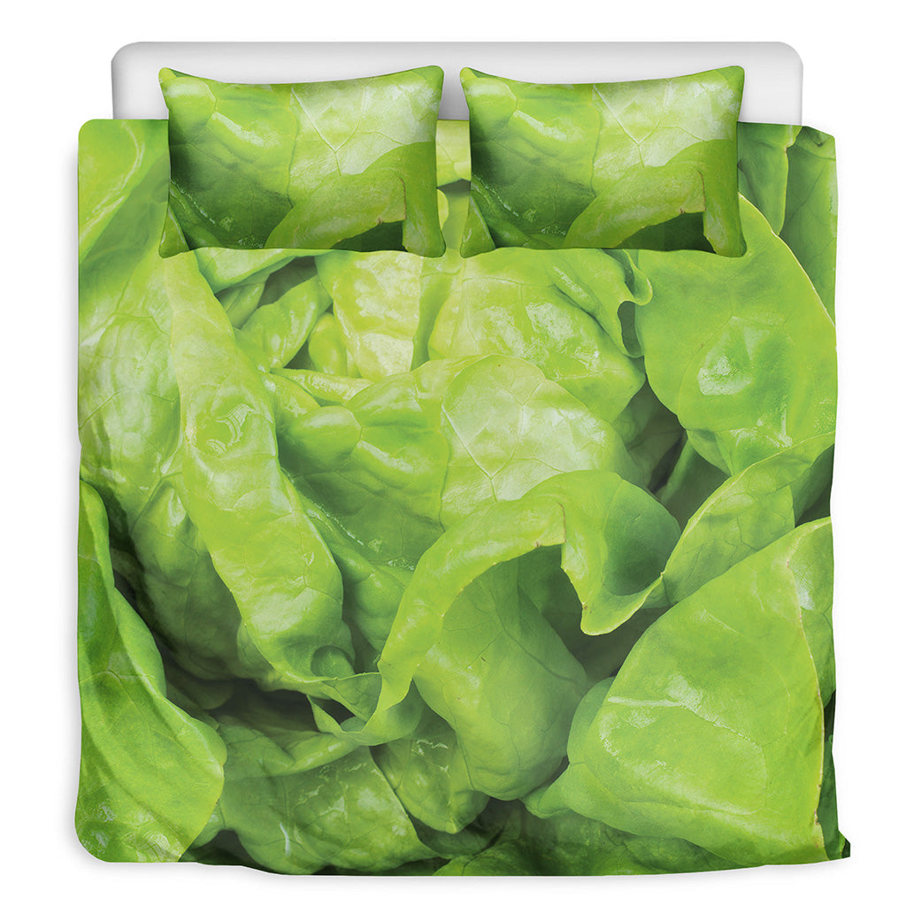 Green Lettuce Leaves Print Duvet Cover Bedding Set