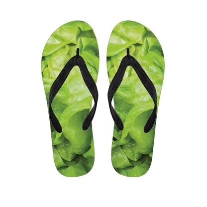 Green Lettuce Leaves Print Flip Flops