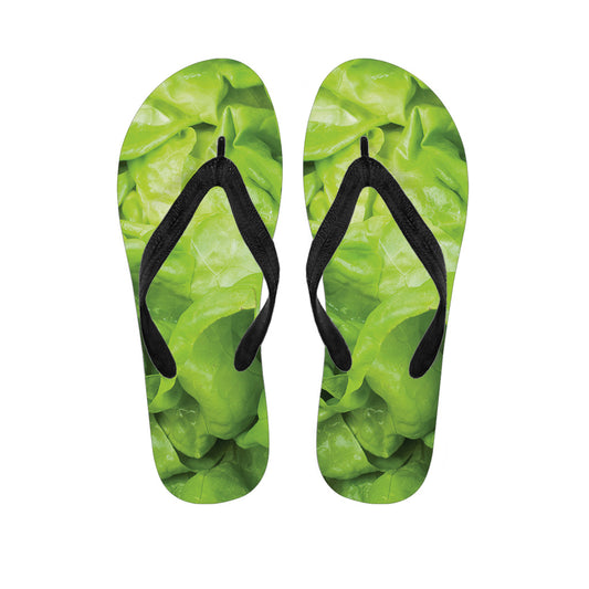 Green Lettuce Leaves Print Flip Flops