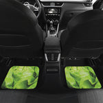 Green Lettuce Leaves Print Front and Back Car Floor Mats