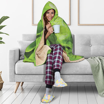 Green Lettuce Leaves Print Hooded Blanket