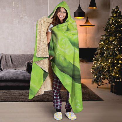 Green Lettuce Leaves Print Hooded Blanket