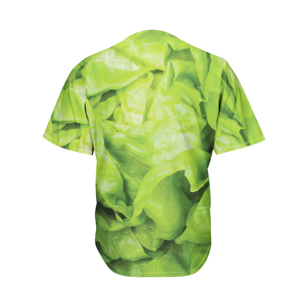 Green Lettuce Leaves Print Men's Baseball Jersey