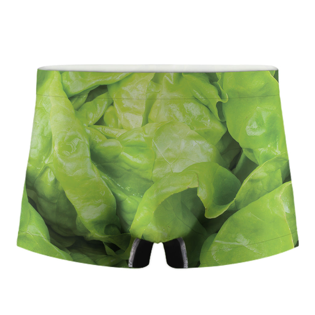 Green Lettuce Leaves Print Men's Boxer Briefs