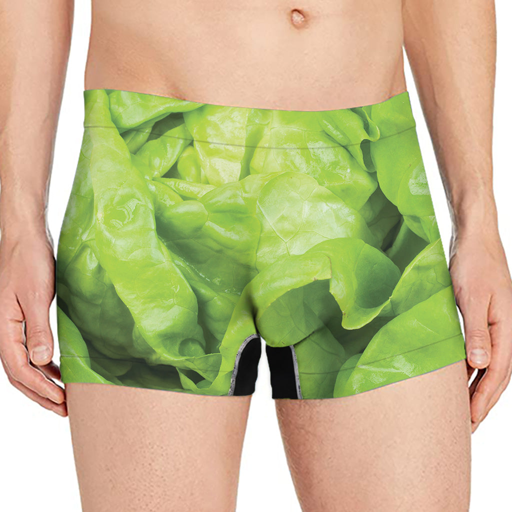 Green Lettuce Leaves Print Men's Boxer Briefs