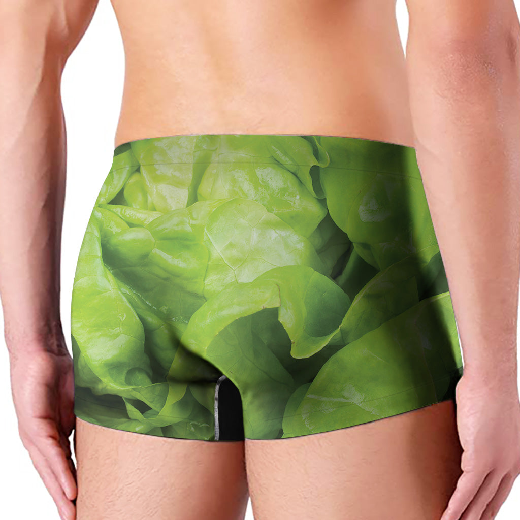 Green Lettuce Leaves Print Men's Boxer Briefs