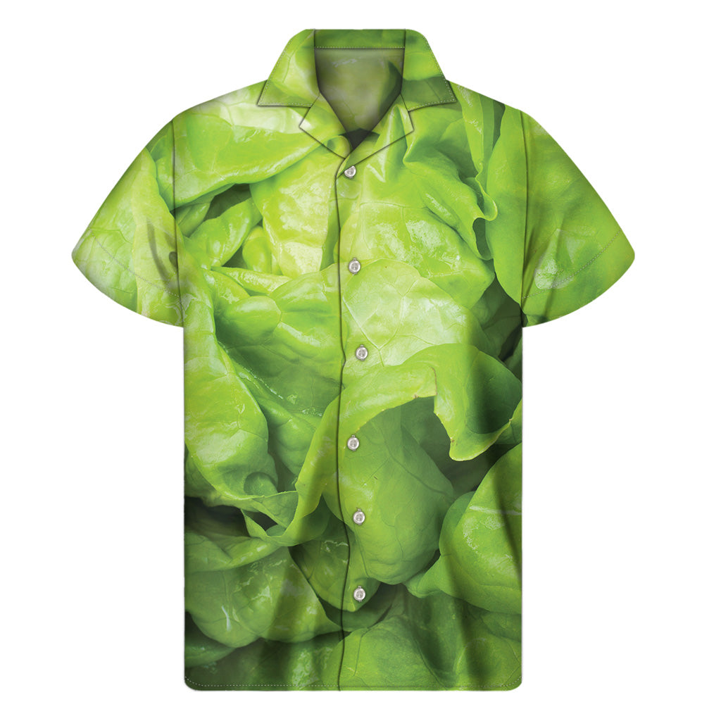 Green Lettuce Leaves Print Men's Short Sleeve Shirt