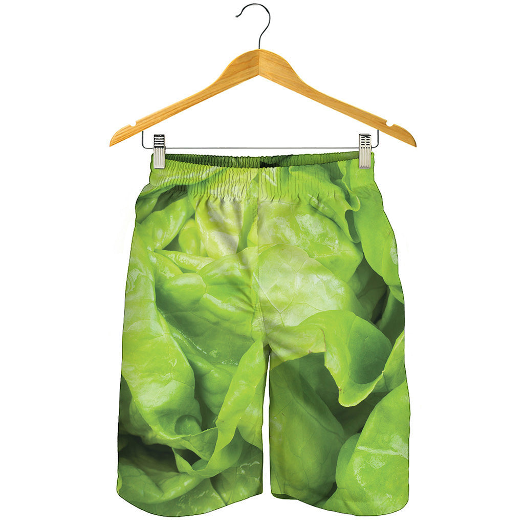 Green Lettuce Leaves Print Men's Shorts