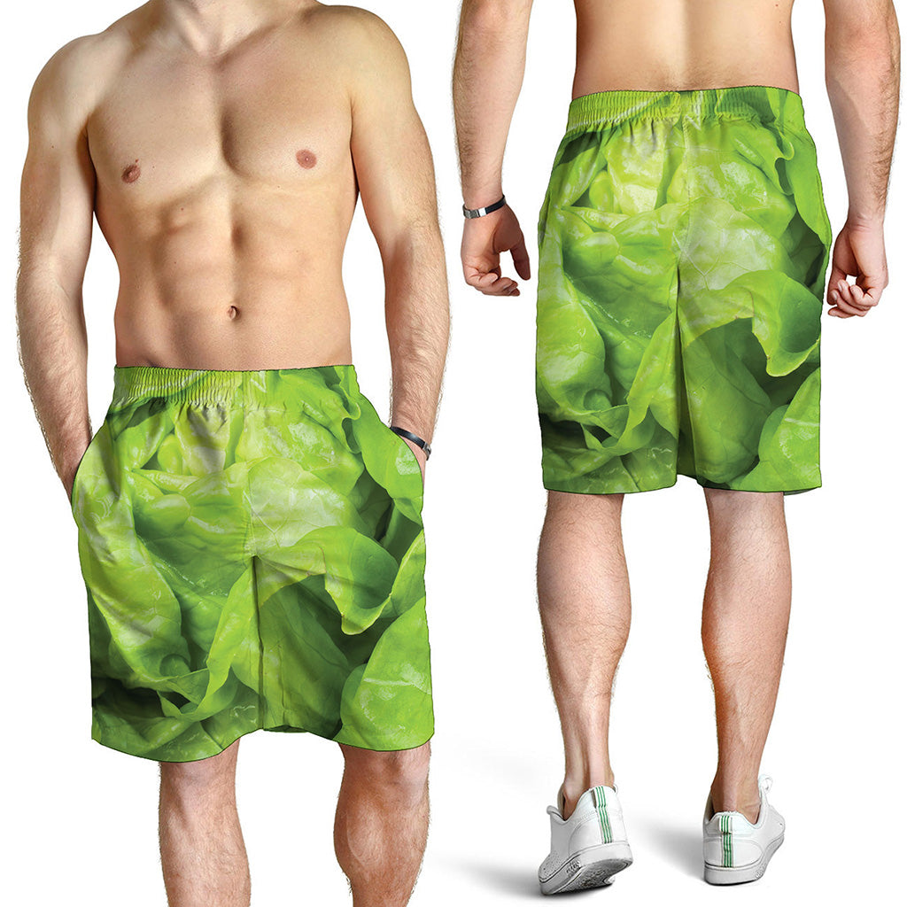 Green Lettuce Leaves Print Men's Shorts
