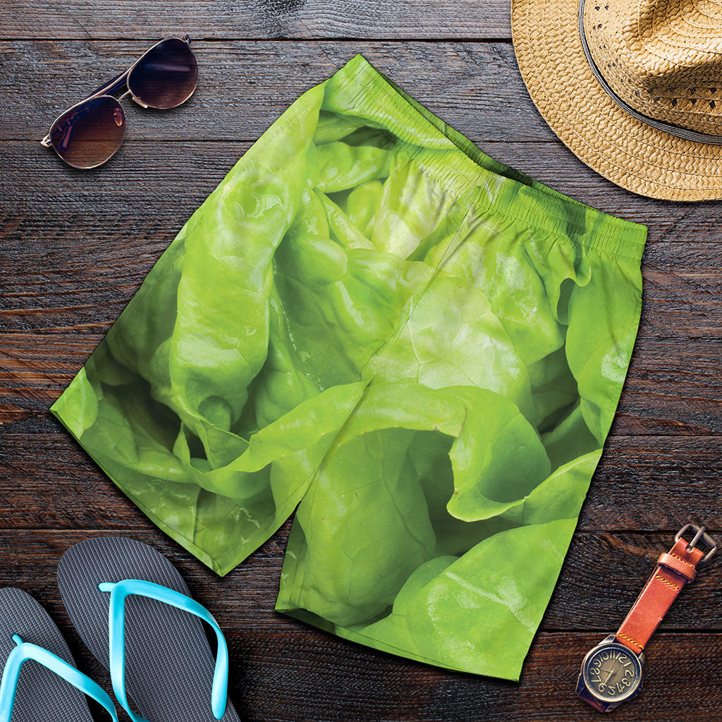 Green Lettuce Leaves Print Men's Shorts
