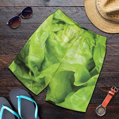 Green Lettuce Leaves Print Men's Shorts