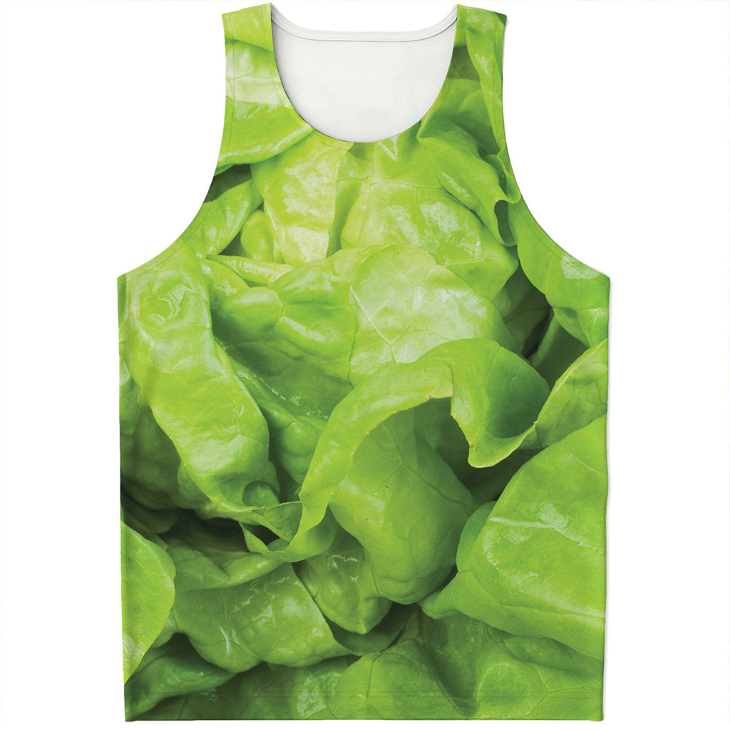 Green Lettuce Leaves Print Men's Tank Top