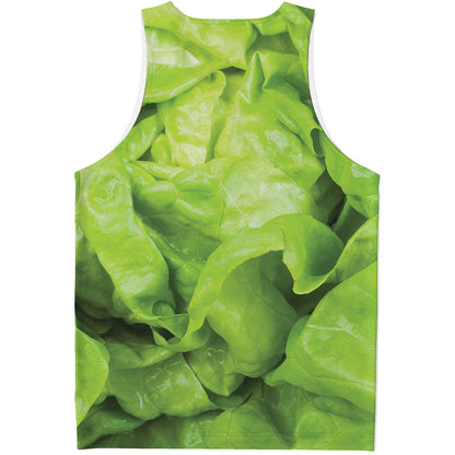 Green Lettuce Leaves Print Men's Tank Top
