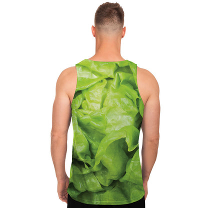 Green Lettuce Leaves Print Men's Tank Top