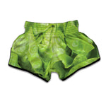 Green Lettuce Leaves Print Muay Thai Boxing Shorts