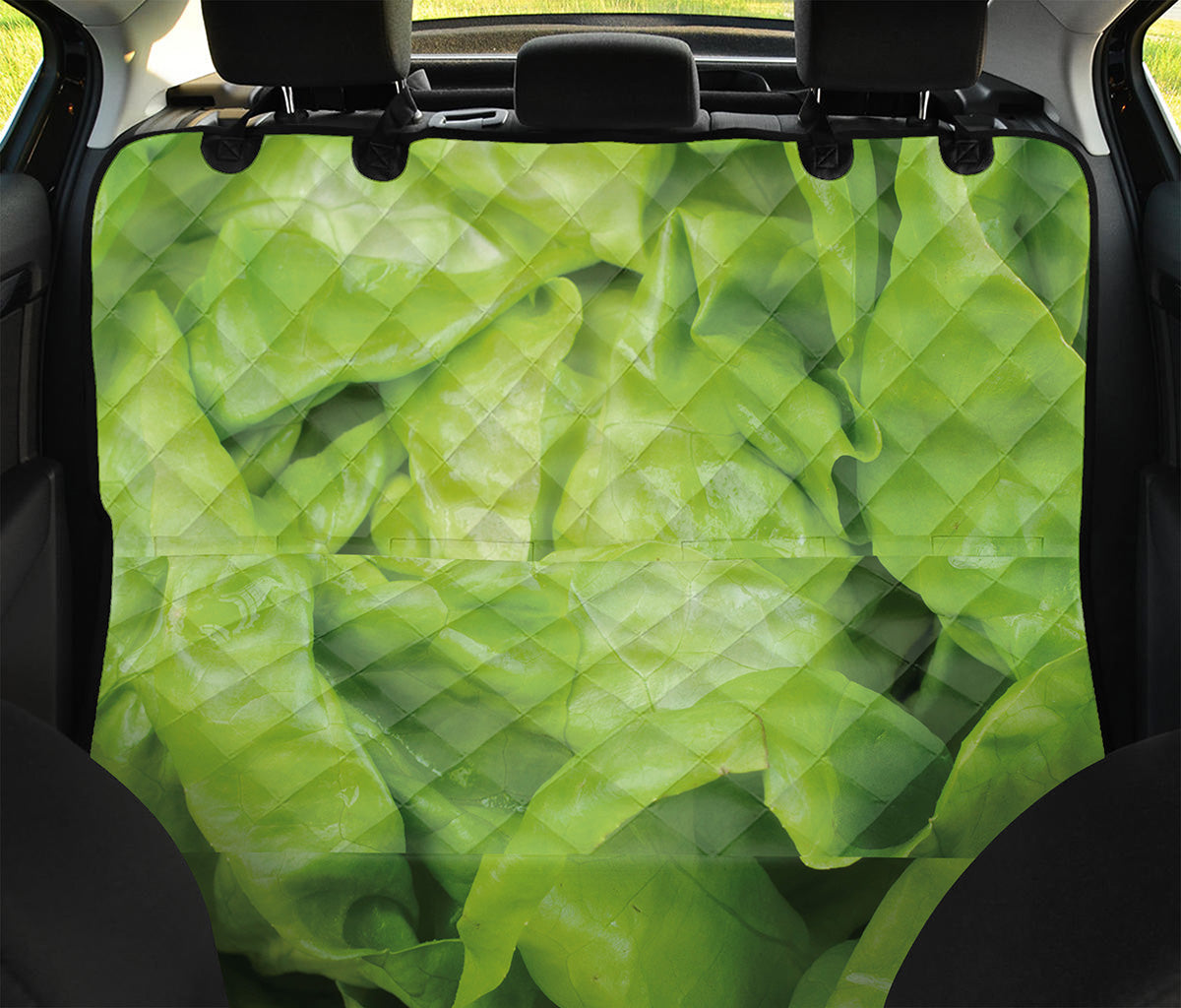 Green Lettuce Leaves Print Pet Car Back Seat Cover
