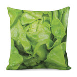 Green Lettuce Leaves Print Pillow Cover