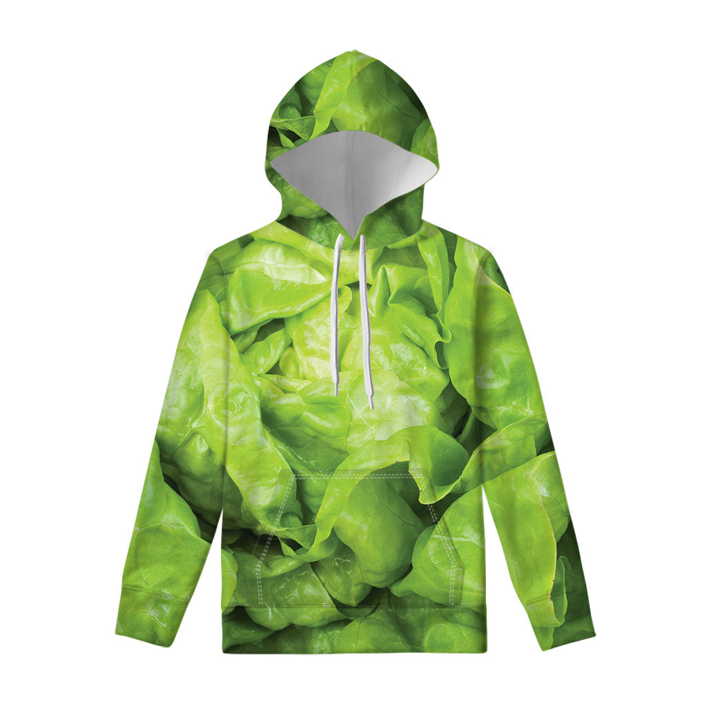 Green Lettuce Leaves Print Pullover Hoodie