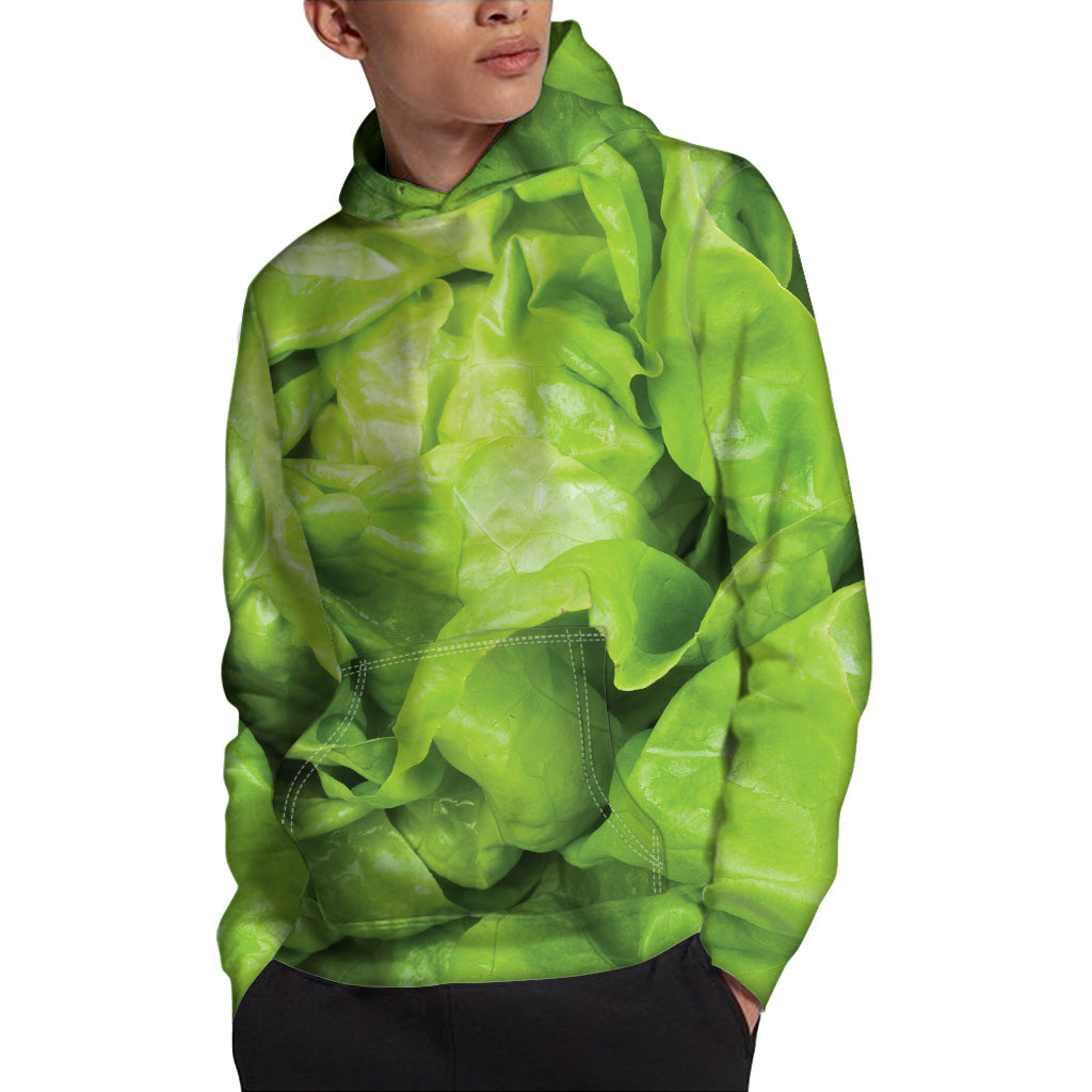 Green Lettuce Leaves Print Pullover Hoodie