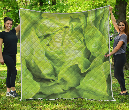 Green Lettuce Leaves Print Quilt