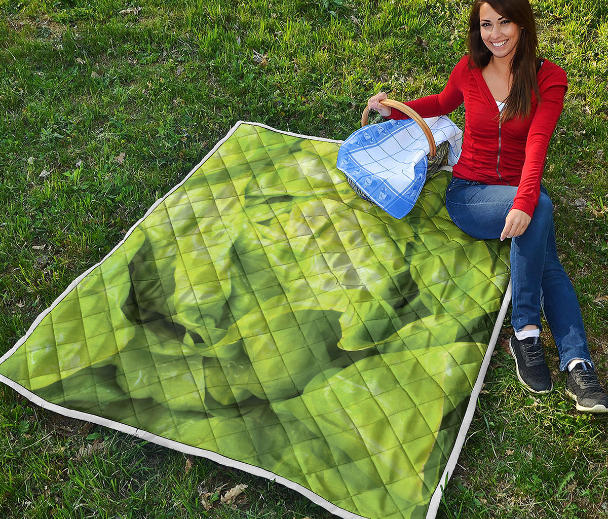 Green Lettuce Leaves Print Quilt