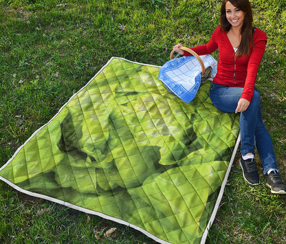 Green Lettuce Leaves Print Quilt