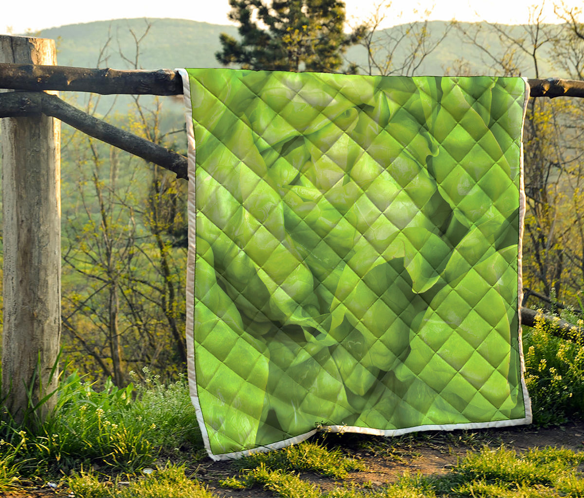 Green Lettuce Leaves Print Quilt