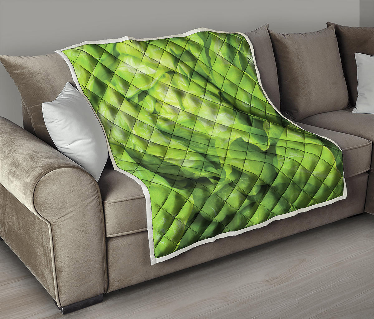 Green Lettuce Leaves Print Quilt